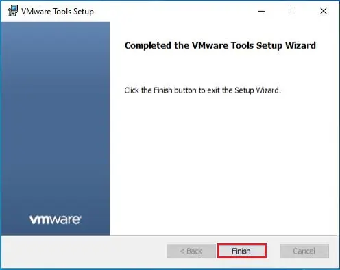 completed the vmware tools