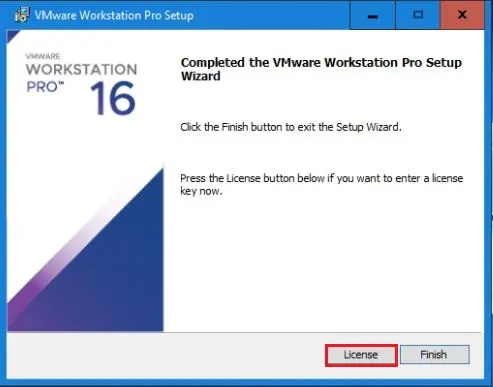 completed the vmware workstation