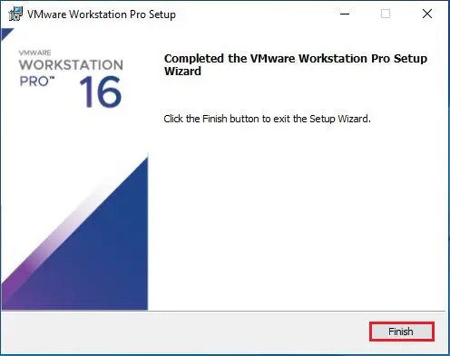 completed the vmware workstation