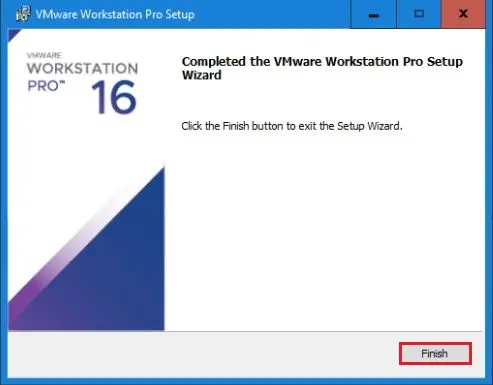 completed the vmware workstation