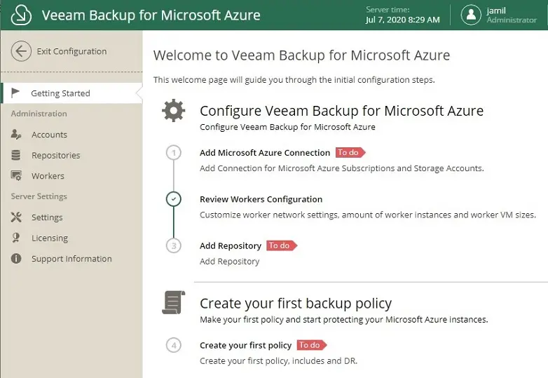 configure veeam backup for azure