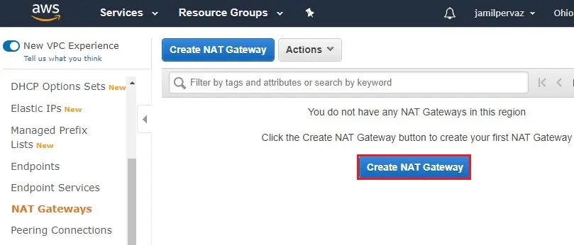 create nat gateway aws