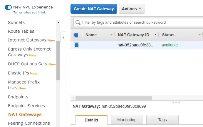 create nat gateway