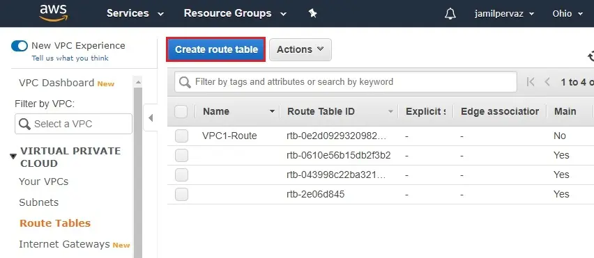 create route table