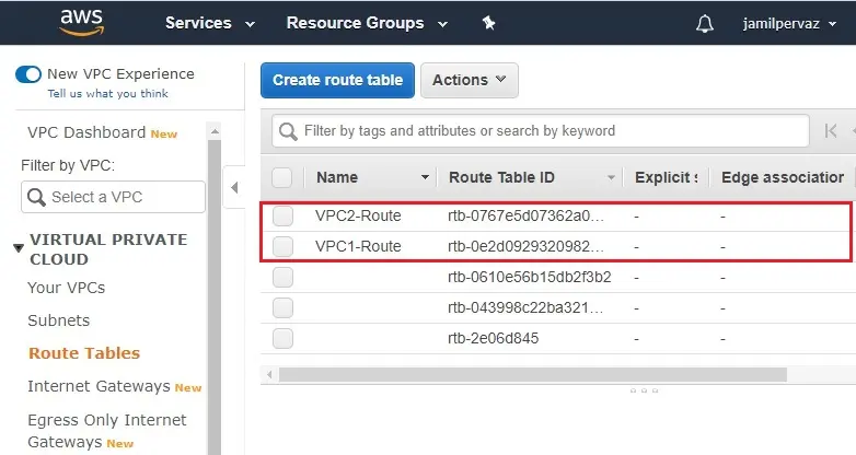 create route table