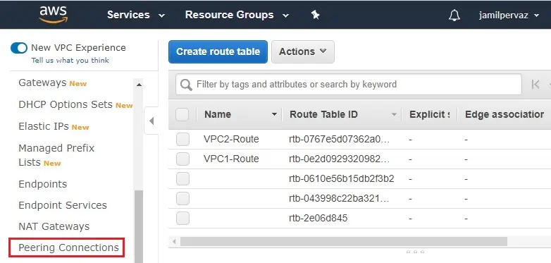 create route table