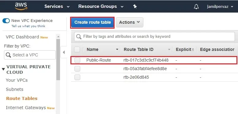 create route table