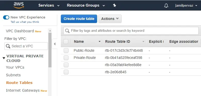 create route table