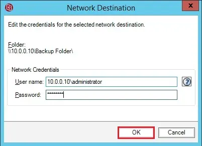 define backup wizard credentials