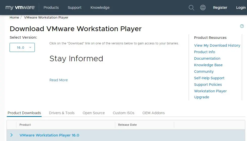 download vmware workstation player