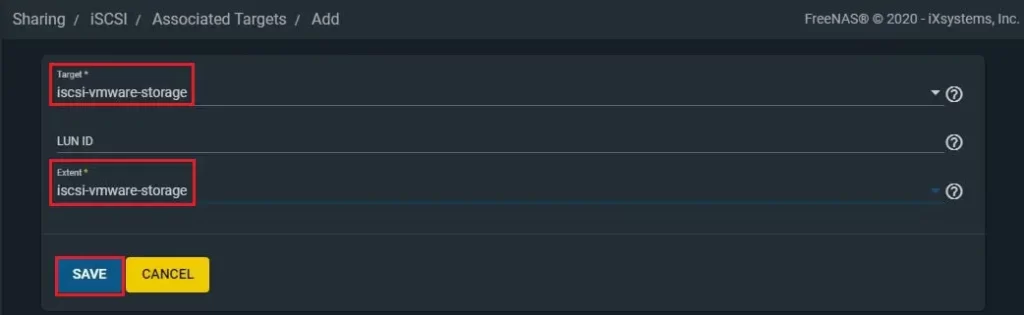 freenas sharing iscsi associate targets