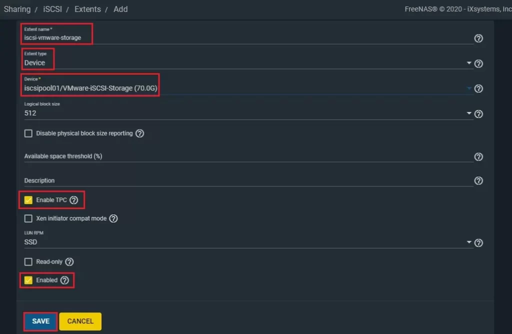 freenas sharing iscsi extents