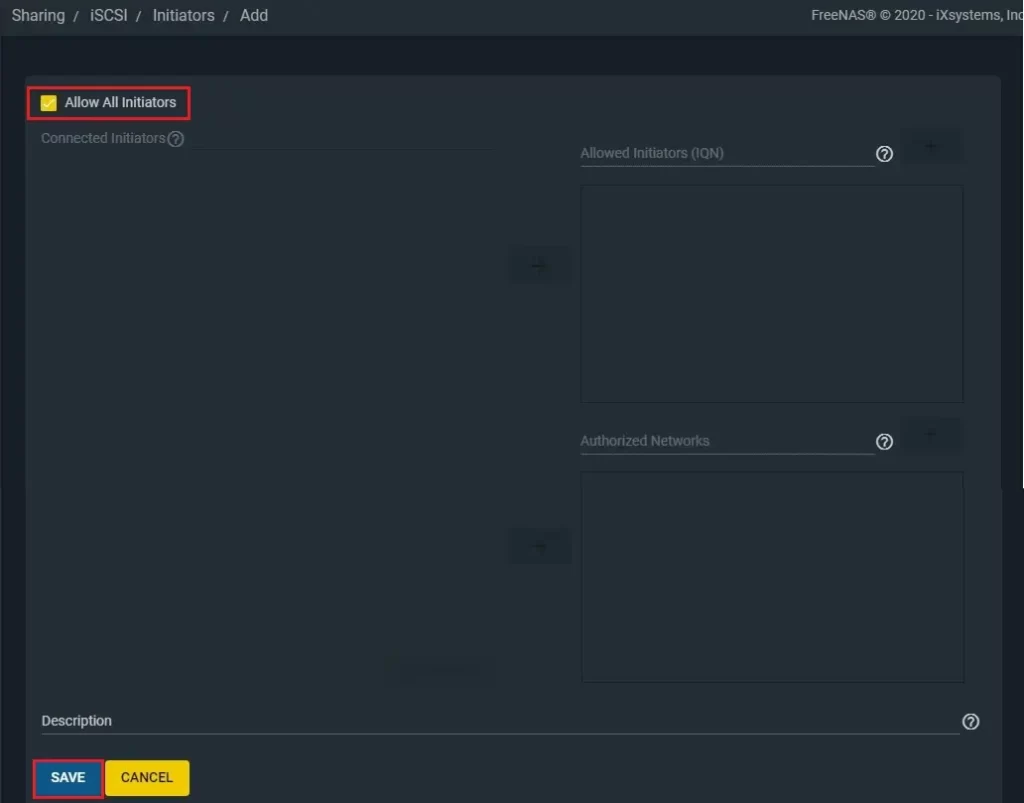 freenas sharing iscsi initiator add