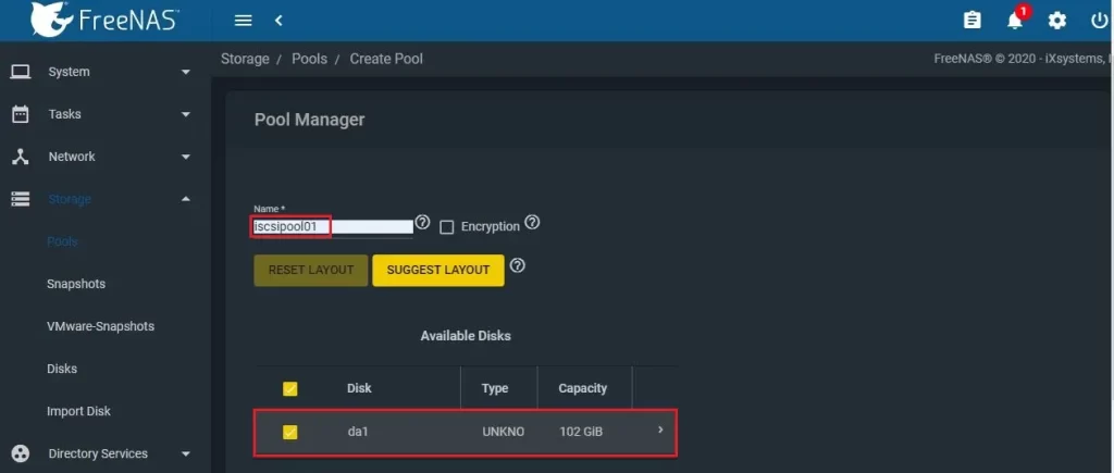 freenas storage pool manager