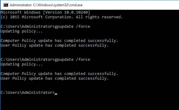 gpupdate force command