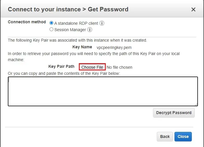 key pair choose file aws