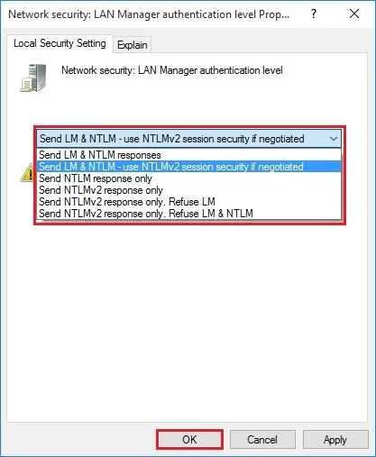 lan manager authentication level