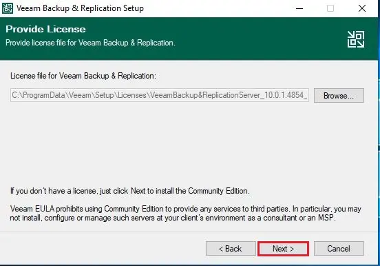 provide license for veeam backup