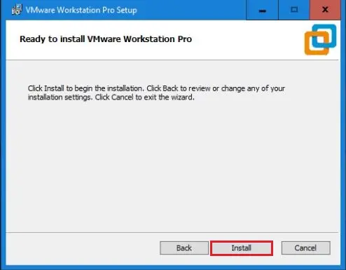 ready to install vmware workstation