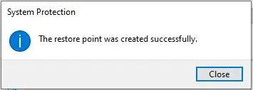 restore point created