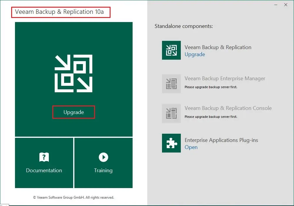 upgrade veeam backup