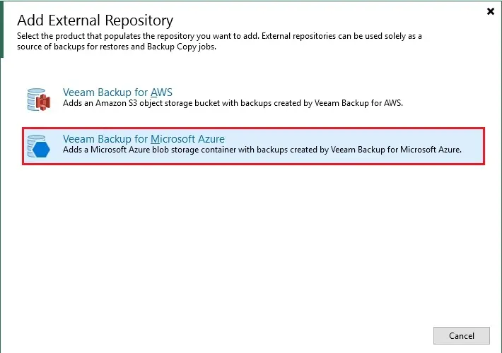 veeam add external repository