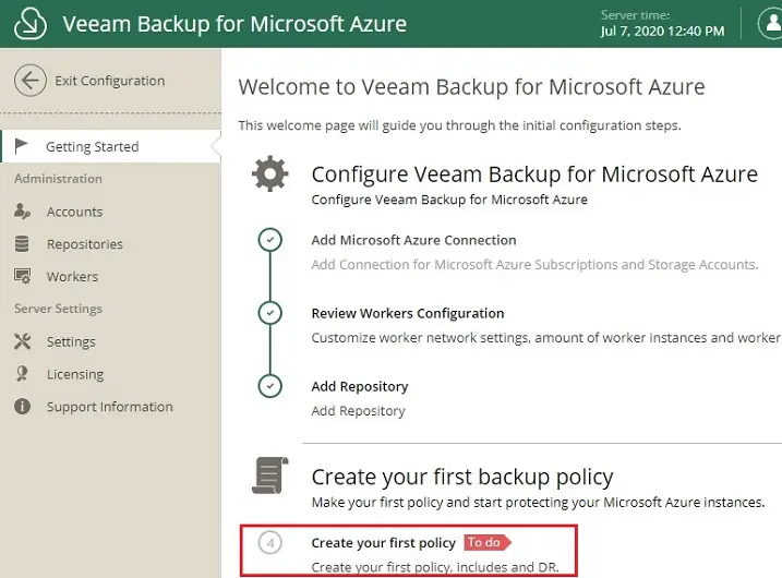 veeam azure add getting started