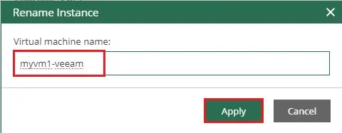 veeam azure restore vm rename instance