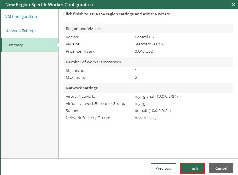 veeam azure workers summary