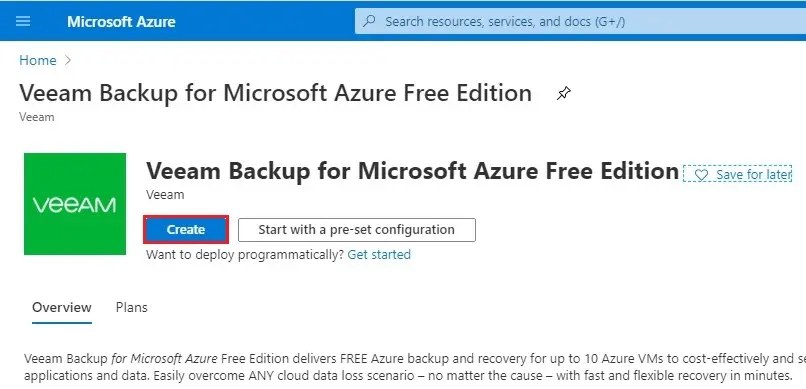 veeam backup for azure free edition