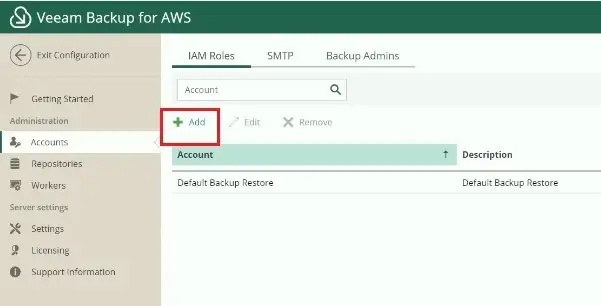 veeam for aws iam role