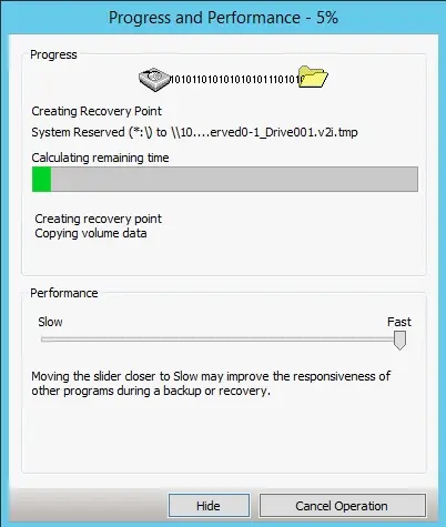 veritas recovery progress performance