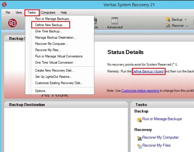 veritas system recovery console