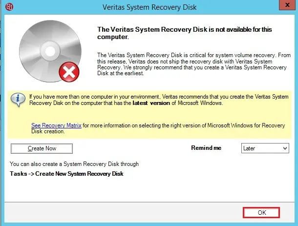 veritas system recovery disk