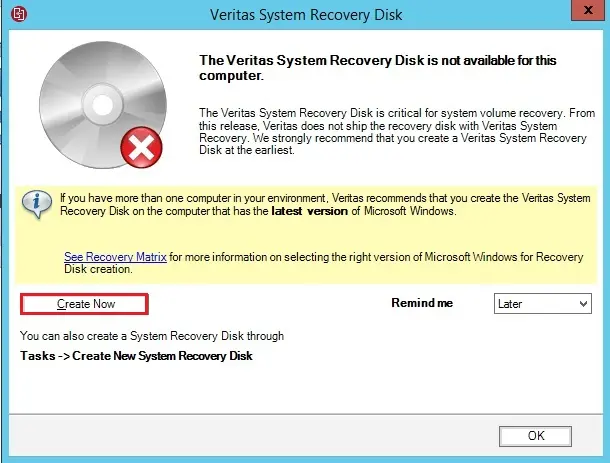 veritas system recovery disk