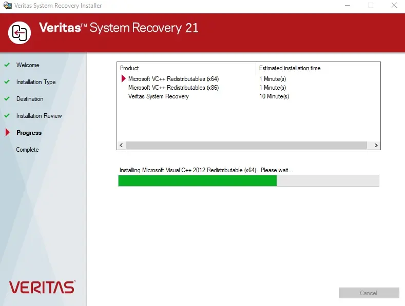 veritas system recovery installer