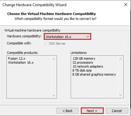 virtual machine hardware compatibility