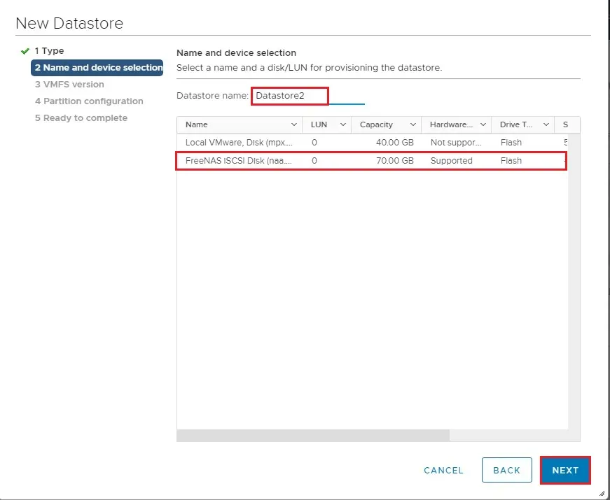 vmware new datastore name