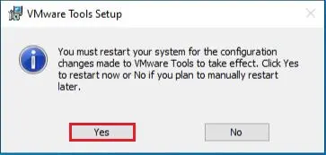 vmware tools setup restart