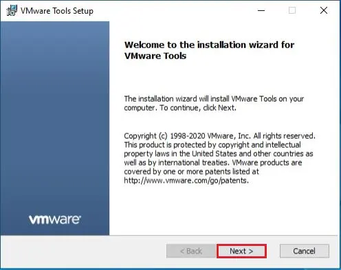 vmware tools setup wizard