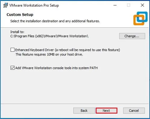 vmware workstation custom setup