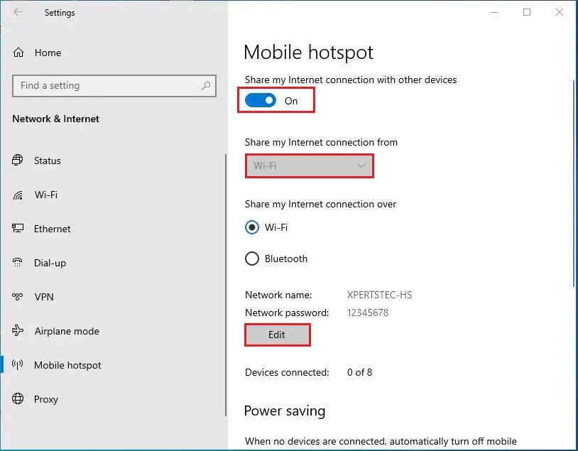 Windows mobile hotspot