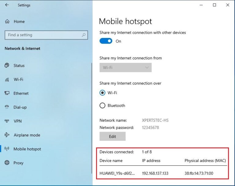 How to Enable Mobile Hotspot in Windows 10 - XpertsTec