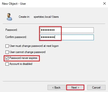 ad new user password