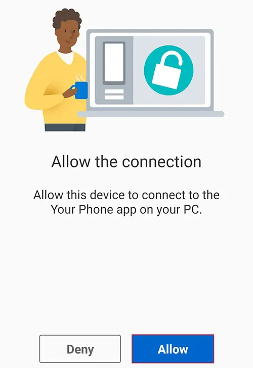 allow the connection phone app