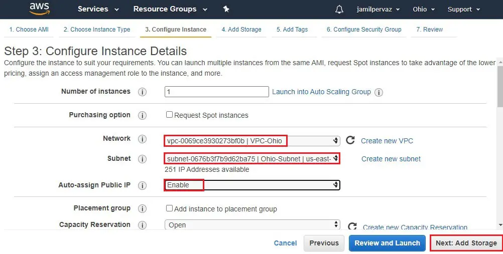 aws configure instance details