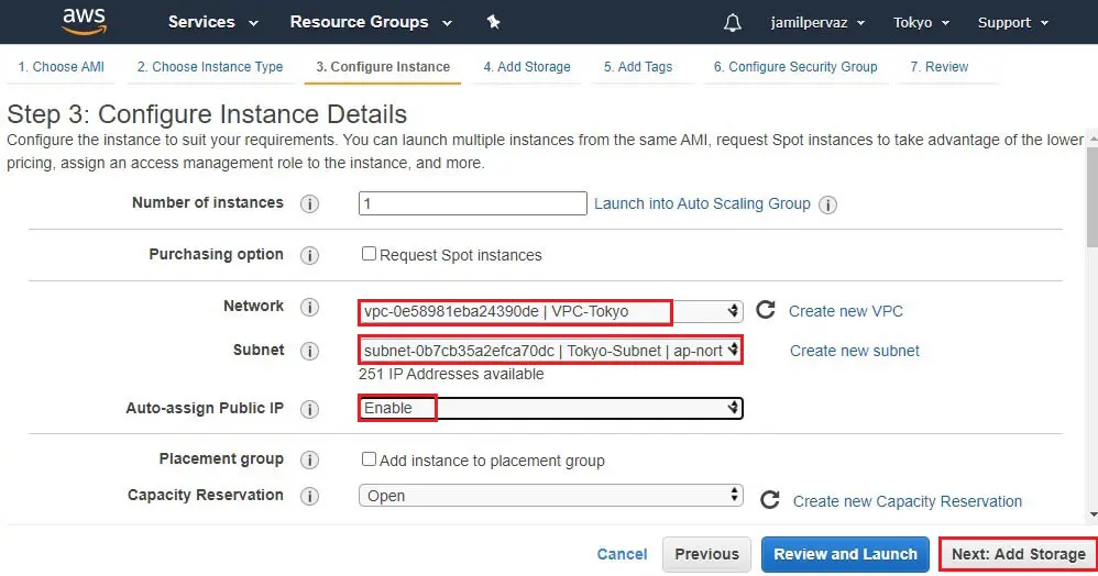 aws configure instance details