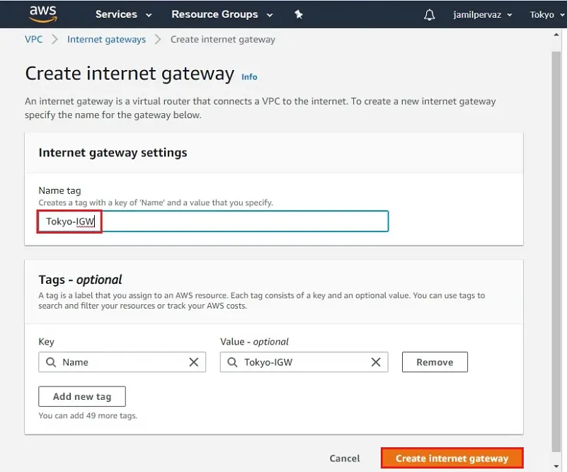 aws create internet gateway name