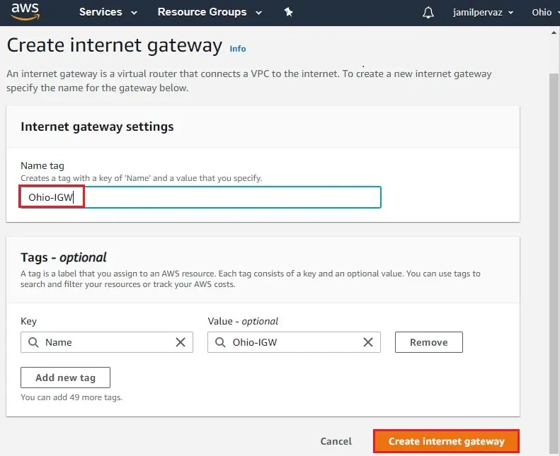 aws create internet gateway name