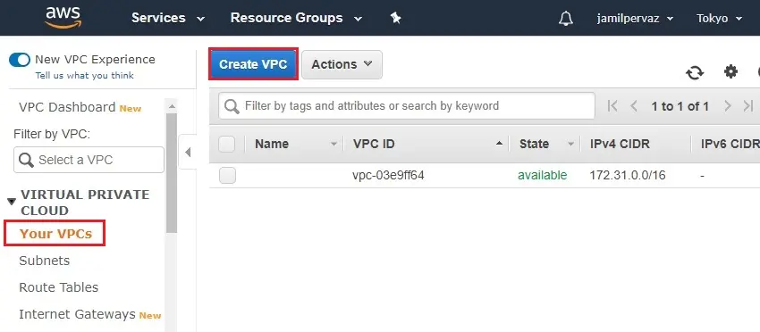 aws create vpc